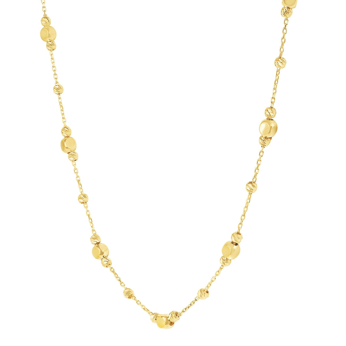 Collar con Cuentas Multiples, Oro Amarillo de 14K