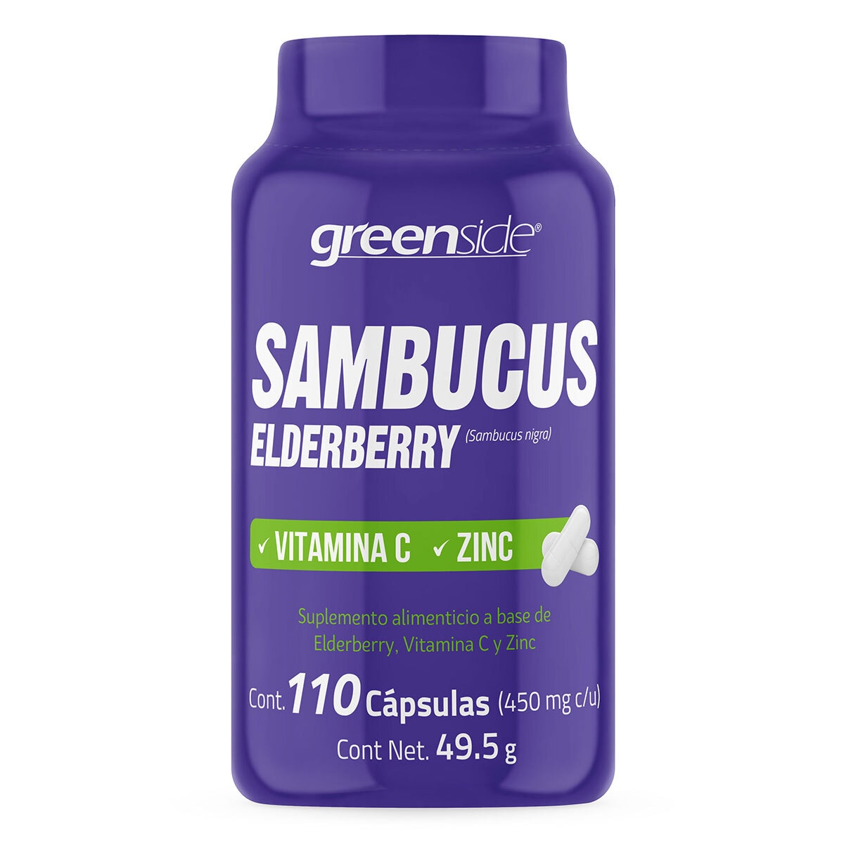 Greenside Sambucus Elderberry Vitamina C y Zinc 110 Cápsulas
