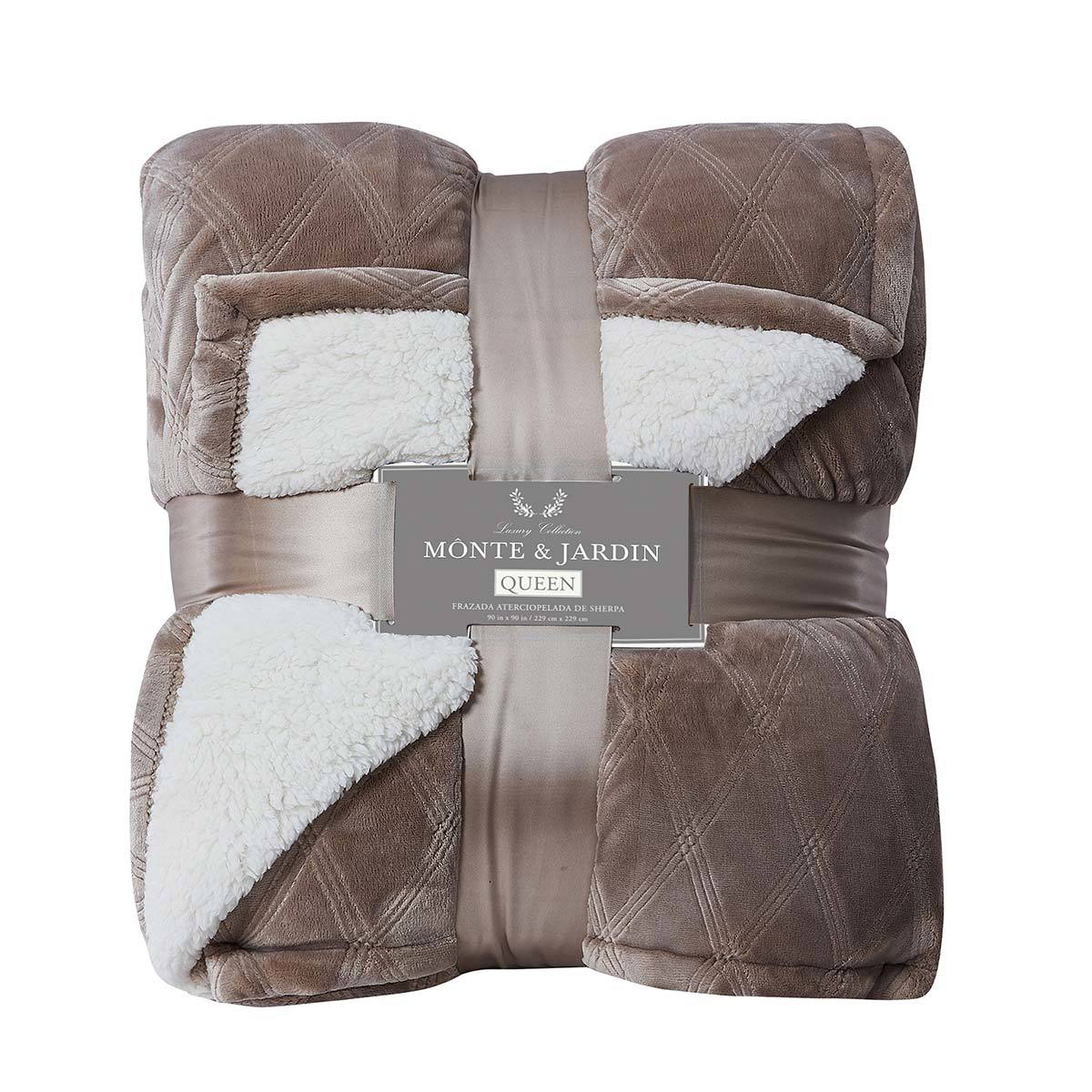 Monte & Jardín Frazada Aterciopelada de Sherpa, Color Café
