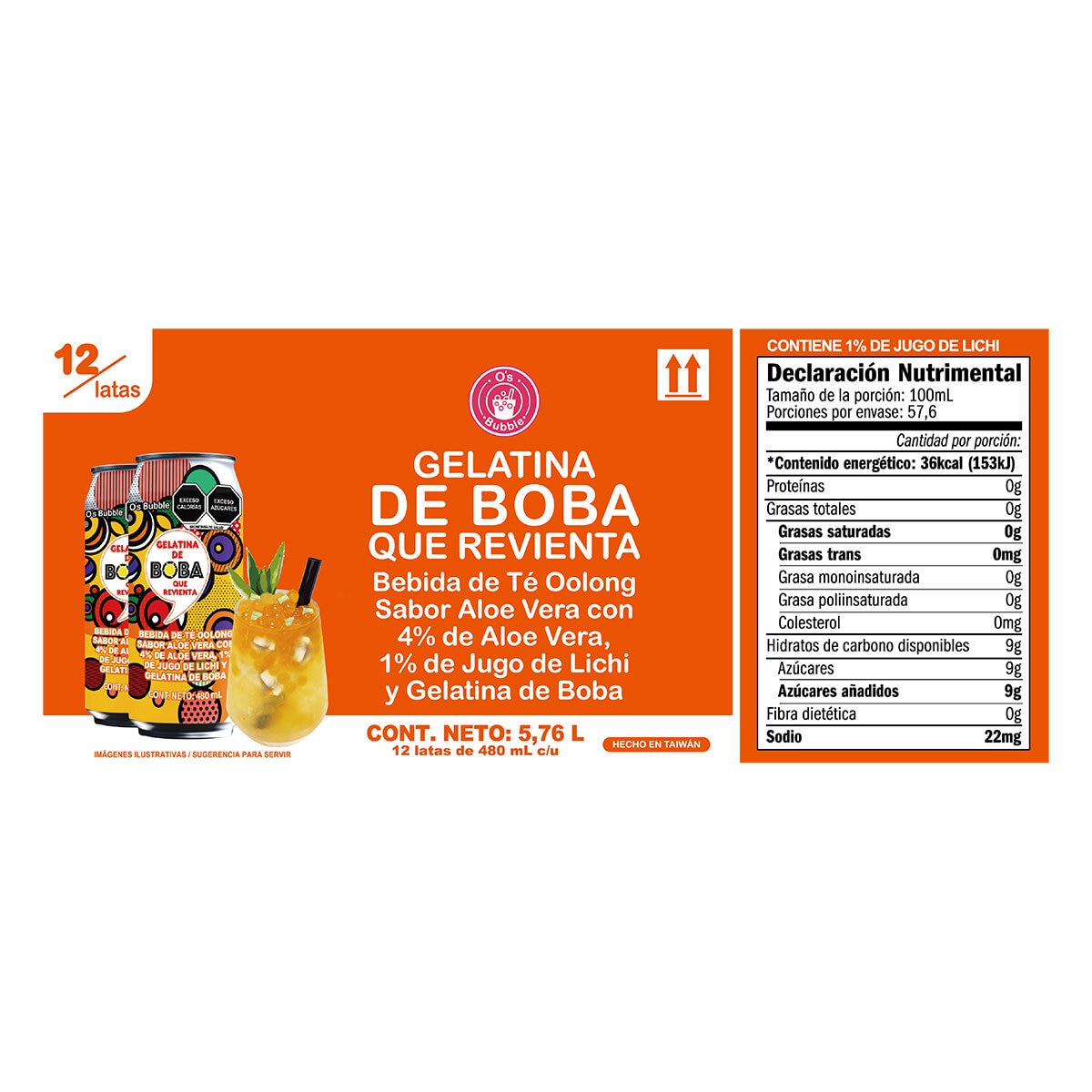 O's Bubble Bebida de Té Oolong 12 pzas de 480 ml O's Bubble Bebida de Té Oolong 12 pzas de 480 ml