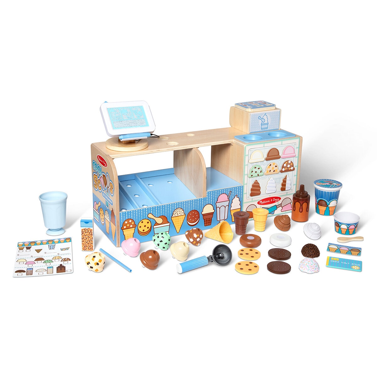 Melissa & Doug, Cool Scoops Heladería, Juego de 42 piezas.