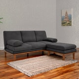 Violanti, Sofa Cama de tres plazas con Brazos y Patas de Madera