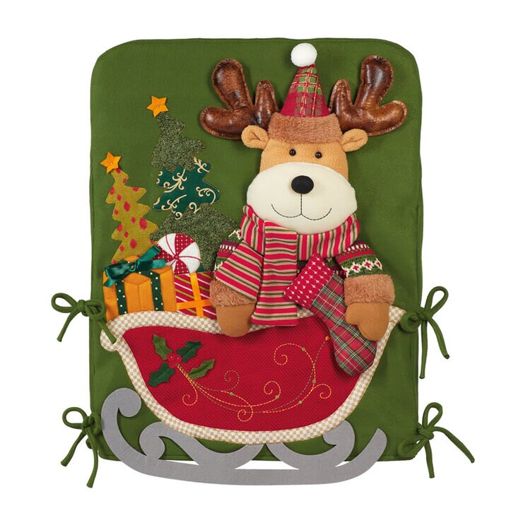 Set de 2 Fundas Navideñas para Silla Santa Claus y Reno