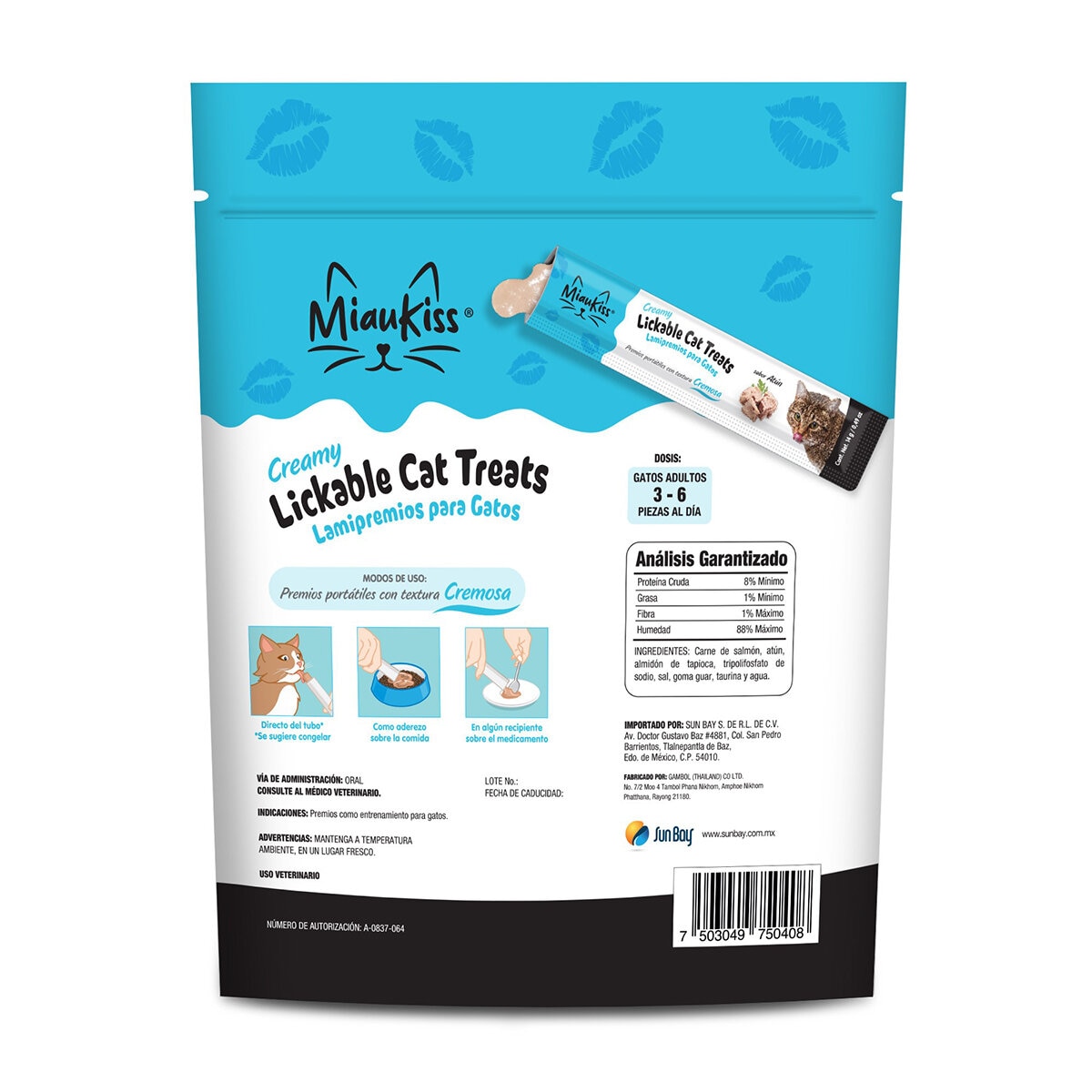 MiauKiss Premios para Gato sabor Atún 30 tubos de 14 g