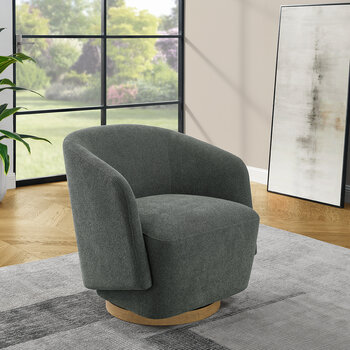 Henredon, Silla Giratoria con Base de Madera