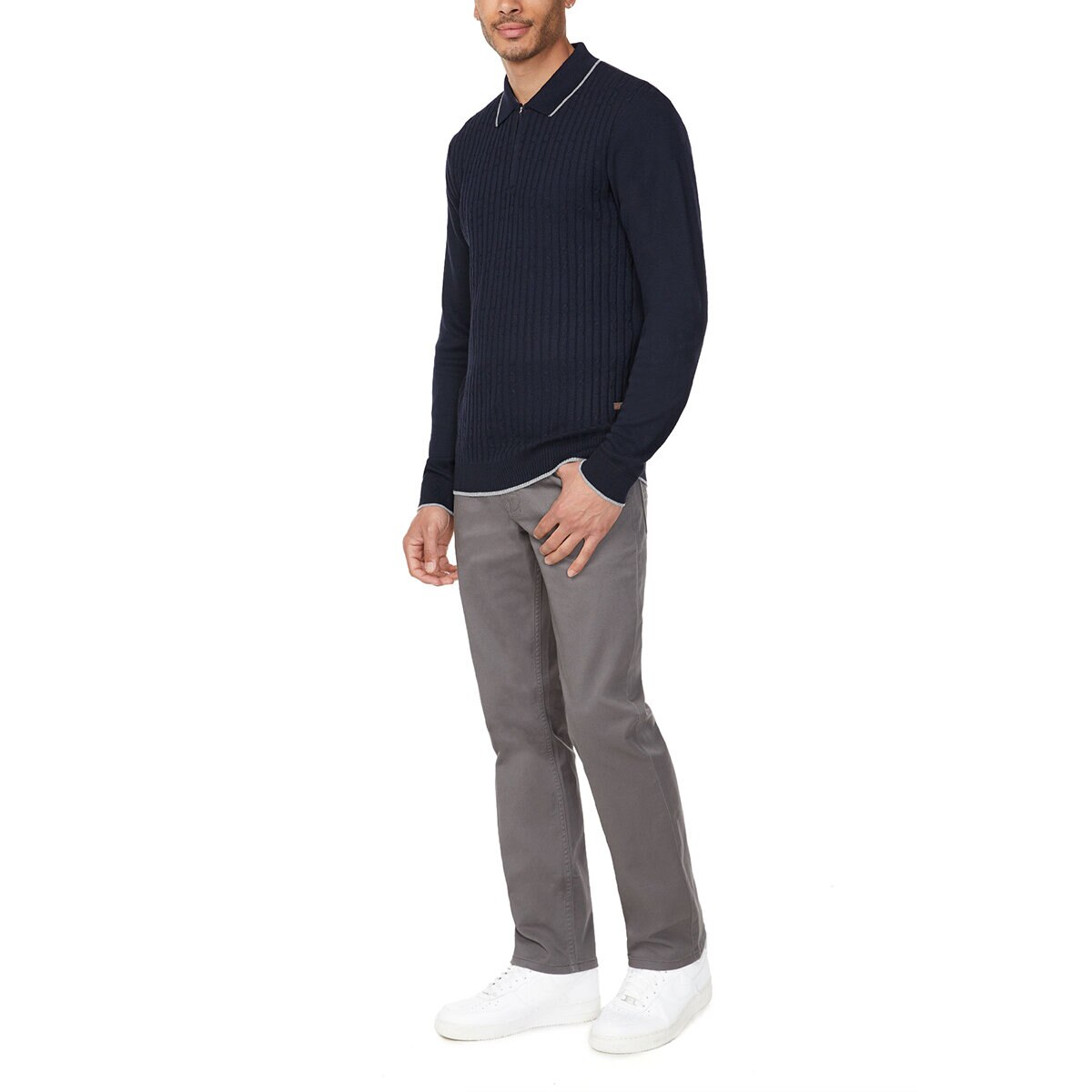 Buffalo David Bitton Suéter tipo polo para Caballero Azul Grande