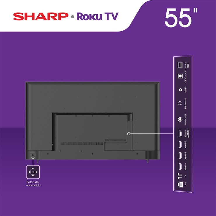 Sharp Pantalla 55" UHD 4K Roku TV