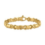 Pulsera de Corazones, Oro Amarillo 14K