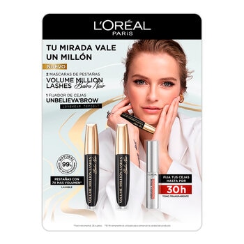L'Oréal Mascara de Pestañas Balm Noir 2 pzas + Gel Fijador de Cejas 