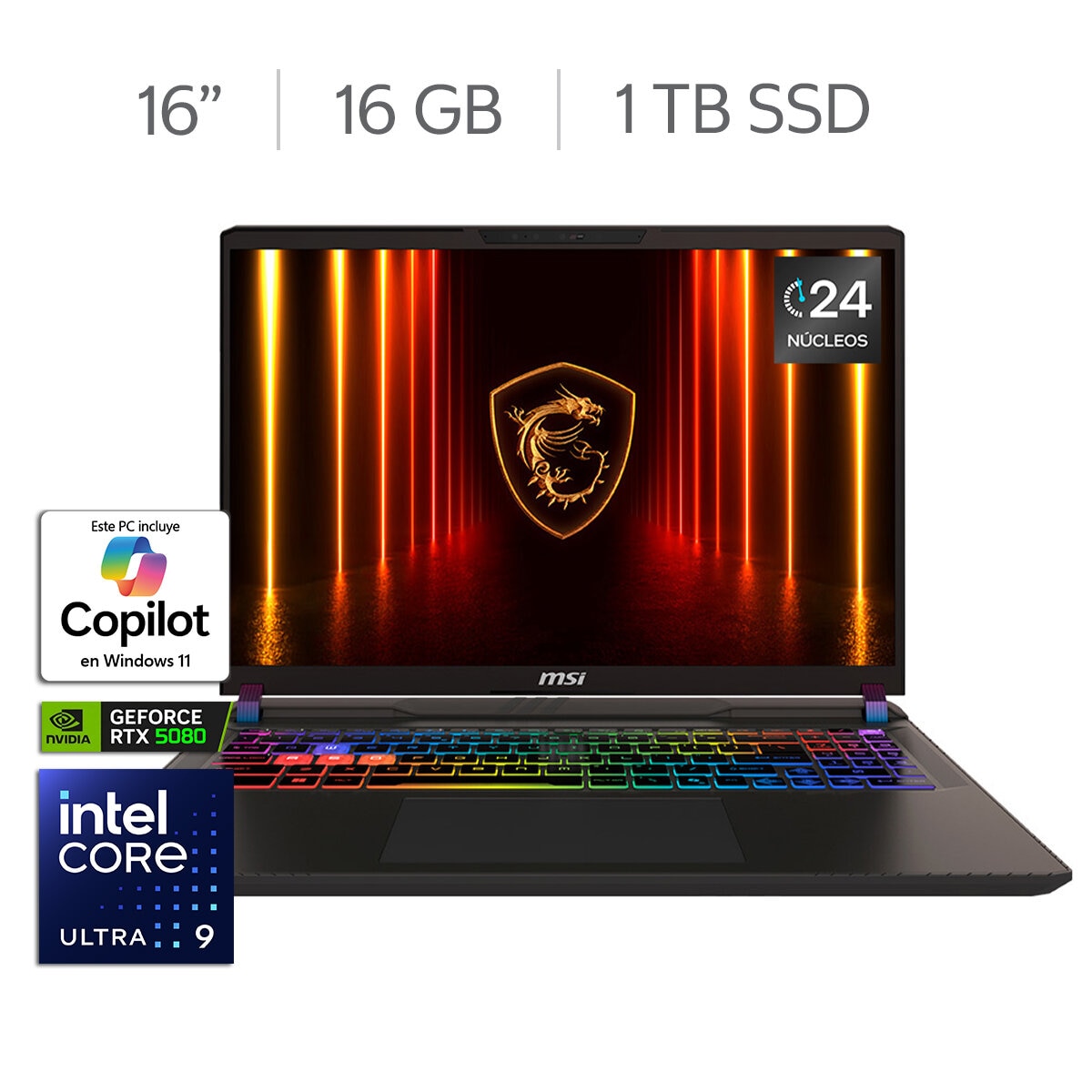 MSI Vector 16 HX AI A2XWIG 16" QHD+ Intel Core Ultra 9 16GB 1TB SSD
