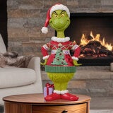 Jim Shore, Figura Decorativa de Grinch con Suéter Navideño, Pintada a Mano