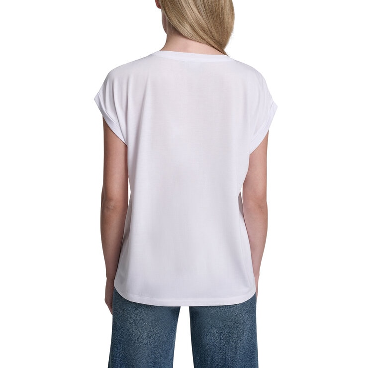 DKNY Playera para Dama Blanco Chica
