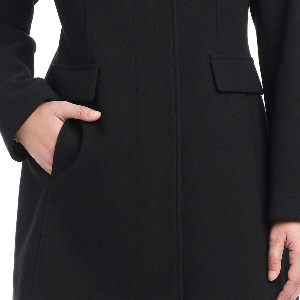 Vince Camuto Abrigo para Dama Negro Extra Grande Vince Camuto Abrigo para Dama Negro Extra Grande