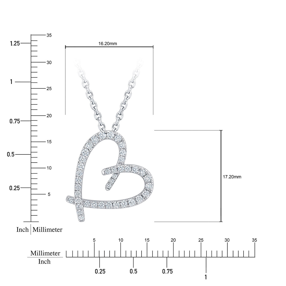 Dije de Corazon de Diamantes 0.30ctw, Oro Blanco 14K