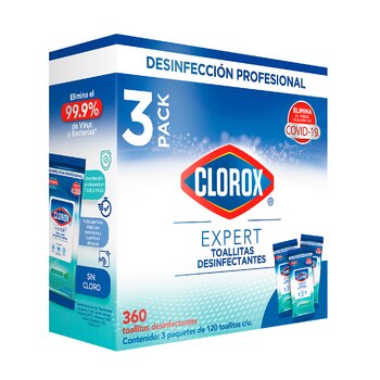 Clorox Expert Toallitas Desinfectantes sin Cloro 360 pzas