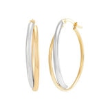 Aretes, Arracadas de Doble Fila, Oro Dos Tonos 14K Aretes, Arracadas de Doble Fila, Oro Dos Tonos 14K