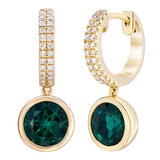 Aretes de Esmeralda Creada con Diamantes 0.19ctw, Oro Amarillo de 14K Aretes de Esmeralda Creada con Diamantes 0.19ctw, Oro Amarillo de 14K