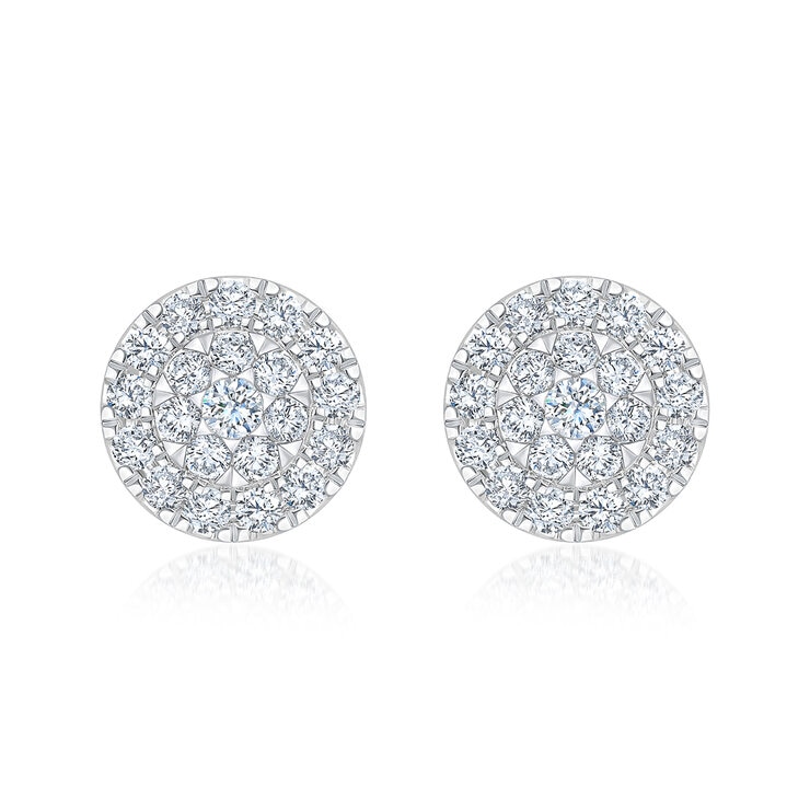 Aretes, 1.00ctw Diamantes, Oro Blanco de 14K