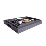 BHOME, Juego de 3 Charolas de Vinipiel, Color Gris