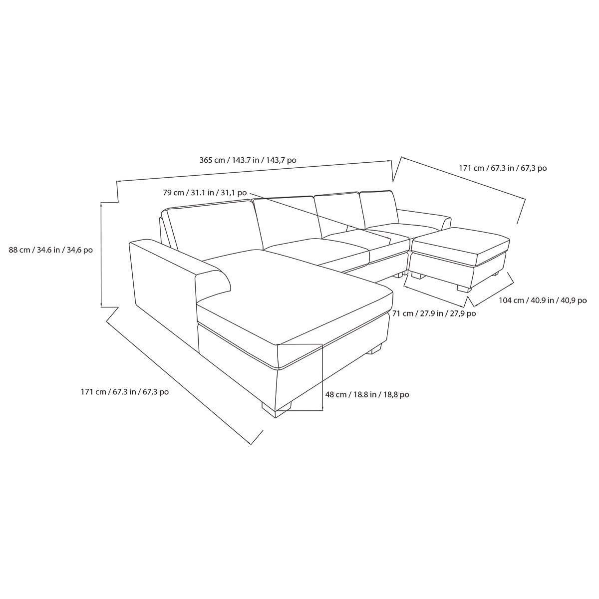 Ontai, Seccional de Tela con Otomano