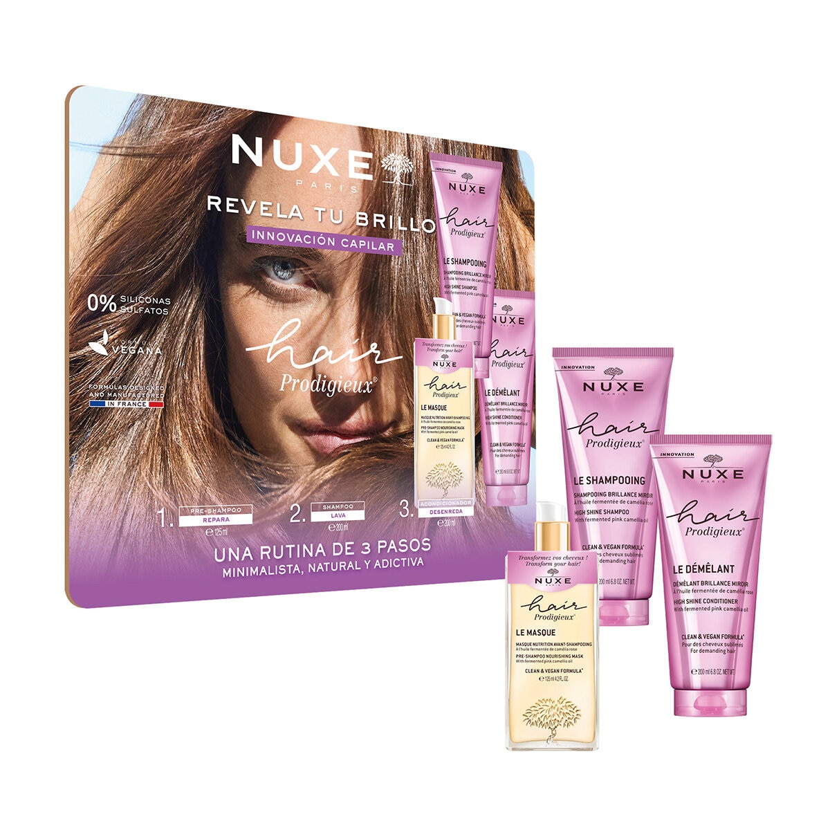 Nuxe Hair Prodigieux, Rutina de 3 Pasos Nuxe Hair Prodigieux, Rutina de 3 Pasos