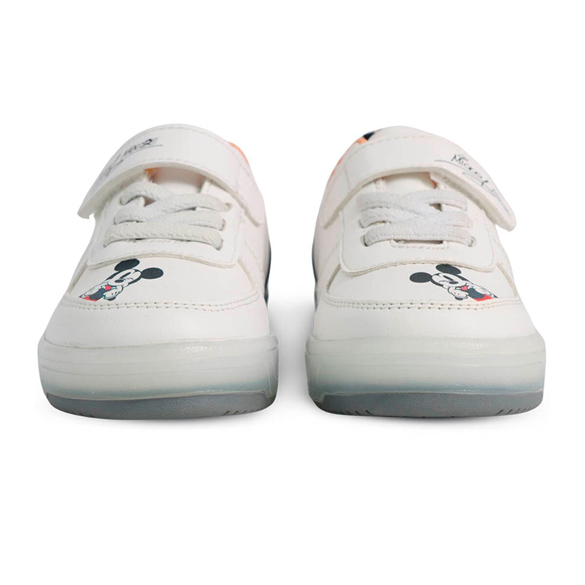 Disney Mickey, Tenis Color Blanco-Naranja con Luces para Niño, Varios Colores