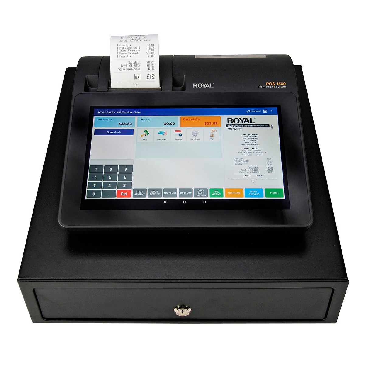 Royal caja registradora punto de venta POS1500 con pantalla táctil de 10"
