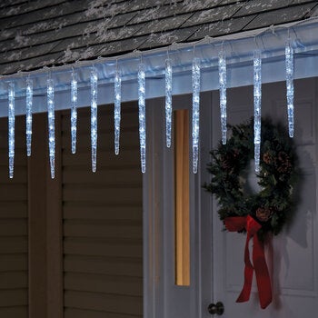 Serie de 20 Luces de Cristales de Hielo Centelleantes Color Blanco