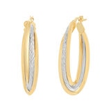 Aretes, Arracadas de Borde de Cuchillo, Oro Dos Tonos 14K