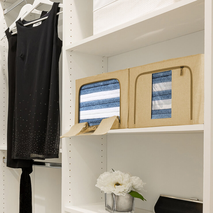 AG Box, Set de 2 Cajas Flexibles de Almacenamiento Beiges