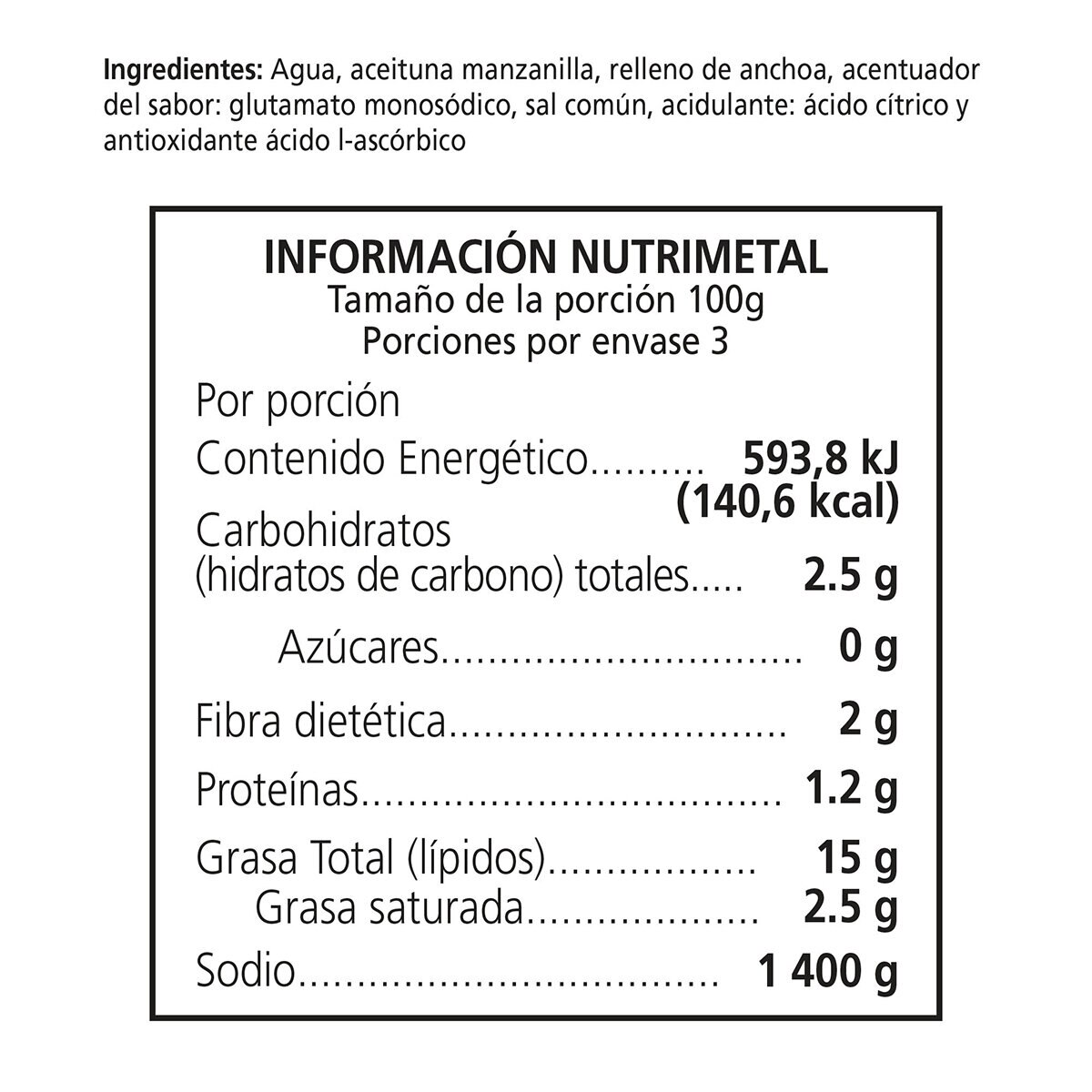 Serpis Aceitunas Rellenas Rellenas de Anchoa 3 pzas de 300 g