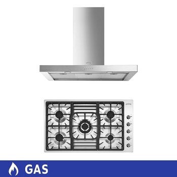 Smeg Combo de Campana 90 cm + Parrila de Gas de 5 Quemadores de 86 cm