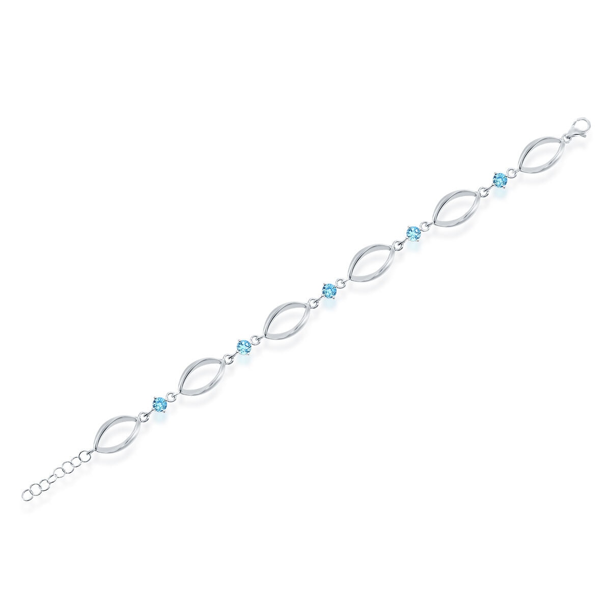 Pulsera de Topacio Azul, Oro Blanco de 14K