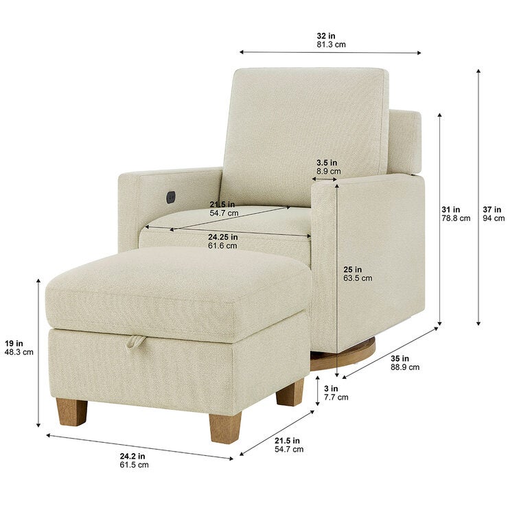Thomasville, Sillón Giratorio de Tela con Otomano