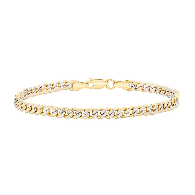 Pulsera, Eslabon Cubano, Oro Dos Tonos 14K, 21.59cm Pulsera, Eslabon Cubano, Oro Dos Tonos 14K, 21.59cm