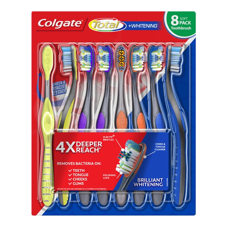 Colgate Cepillos de Dientes Total Whitening 8 pzas