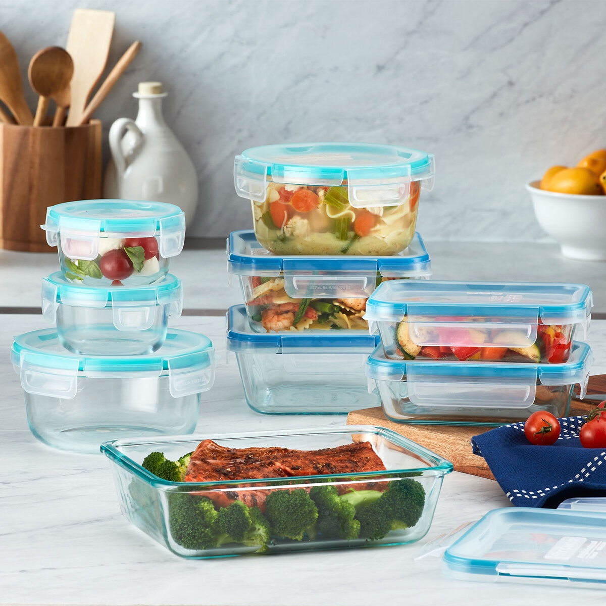 Snapware Pure Pyrex Glass, Juego de Recipientes de Vidrio, 18 piezas