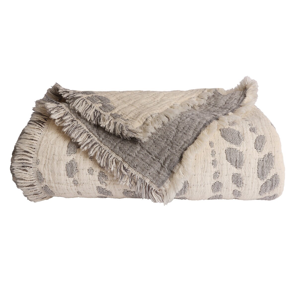 Life Comfort, Frazada Reversible de Algodón, Hojas Azul/ Blanco