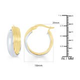 Aretes, Arracadas de Doble Fila, Oro Dos Tonos de 14K