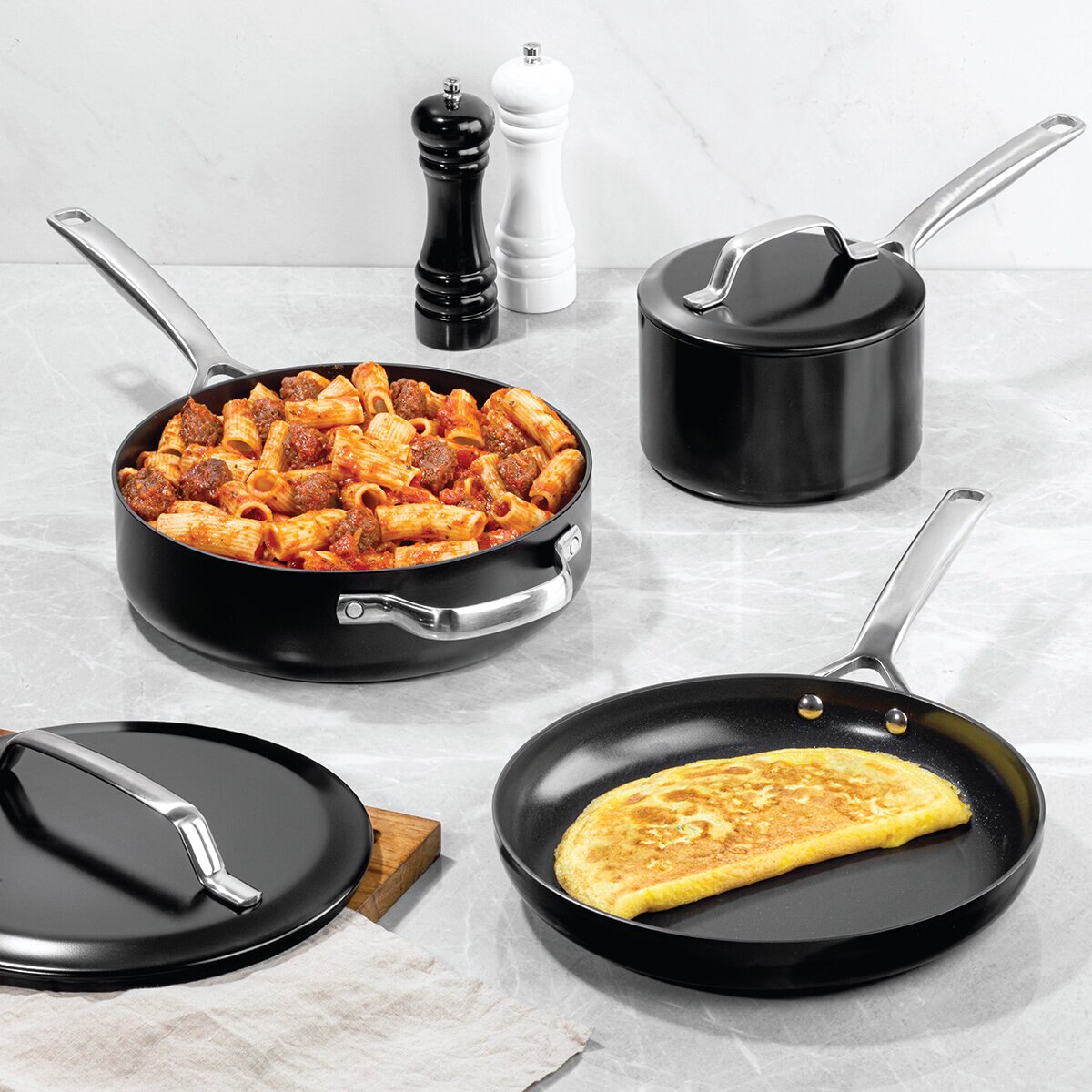 Gotham Steel Juego de Sartenes de 5 piezas, Negro