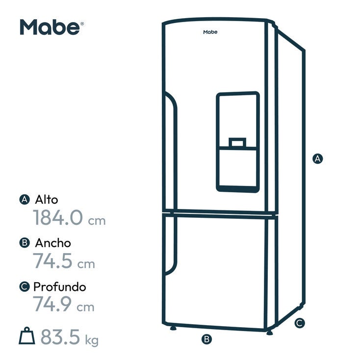 Mabe Refrigerador 19' Bottom Mount Acero Mabe Refrigerador 19' Bottom Mount Acero