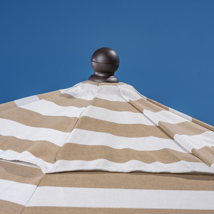 SunVilla, Sombrilla Cabana Redonda de Rayas con Poste Recto de 3.3m, Color Beige SunVilla, Sombrilla Cabana Redonda de Rayas con Poste Recto de 3.3m, Color Beige