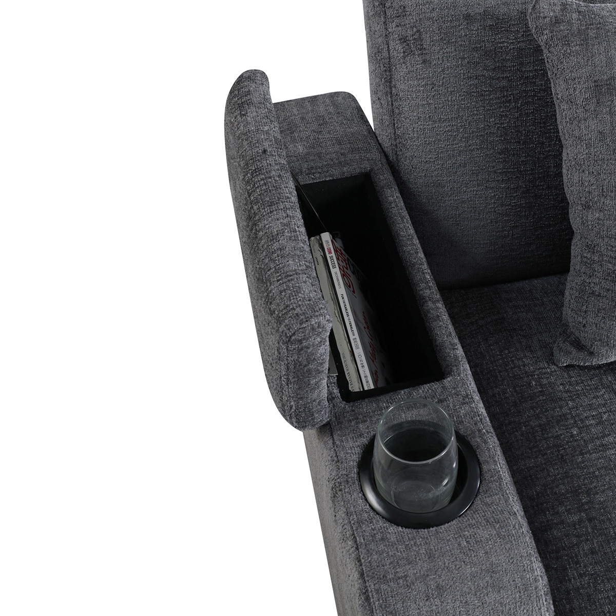 Coaster, Sofá cama Gris Colección Heideck 3 plazas con porta vasos