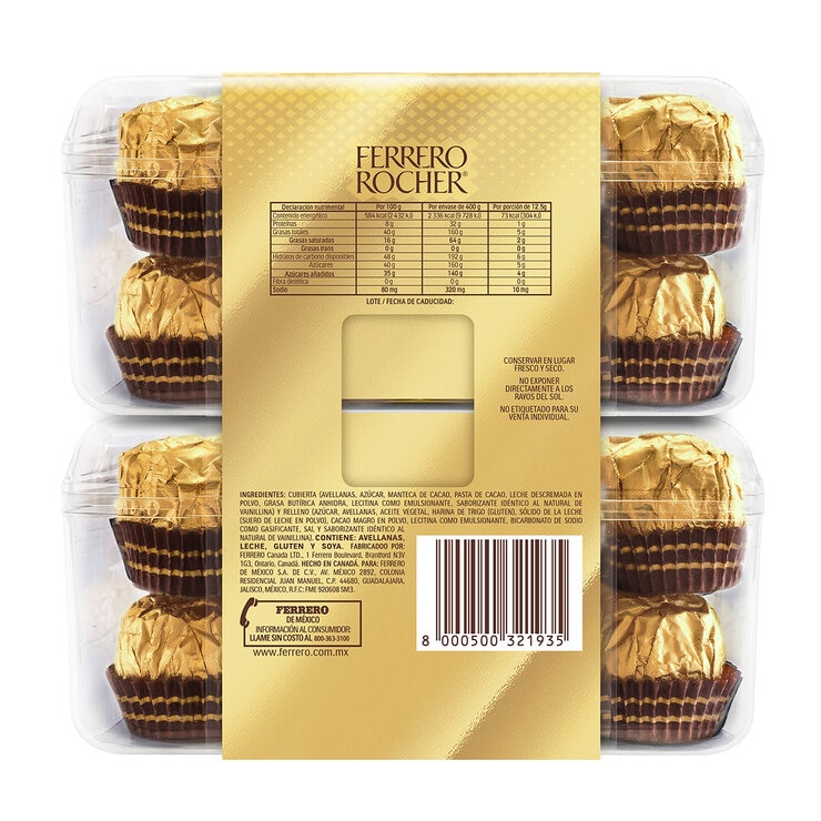 Ferrero Rocher Chocolates con Avellana 32 pzas de 12.5 g