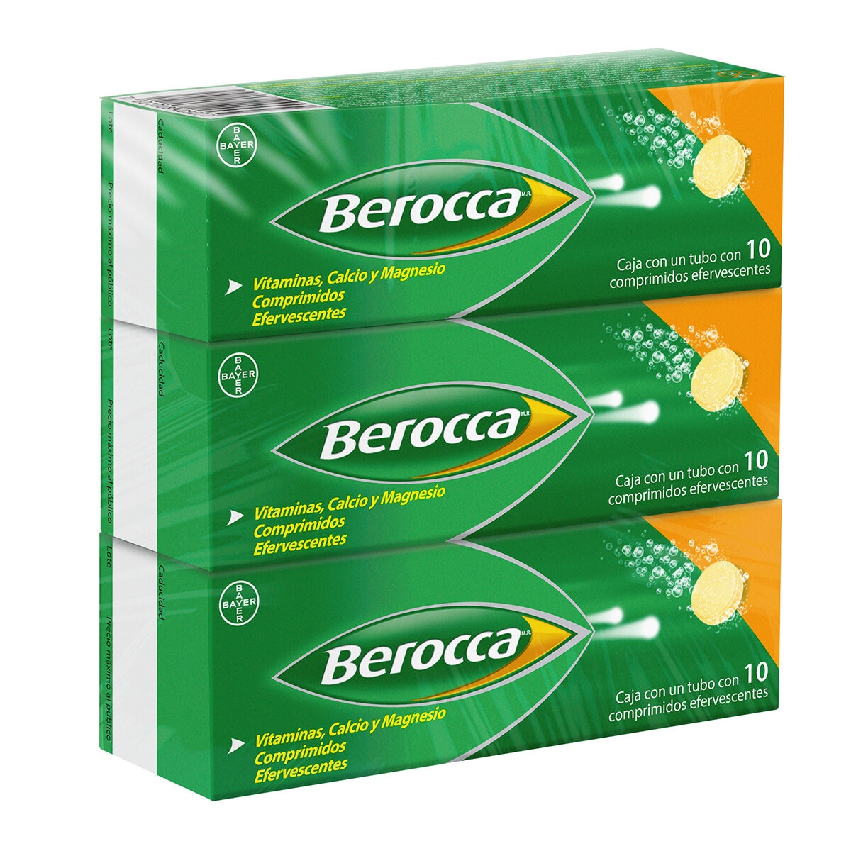 Berocca Vitaminas Calcio y Magnesio 3 Tubos de 10 Comprimidos Efervescentes c/u