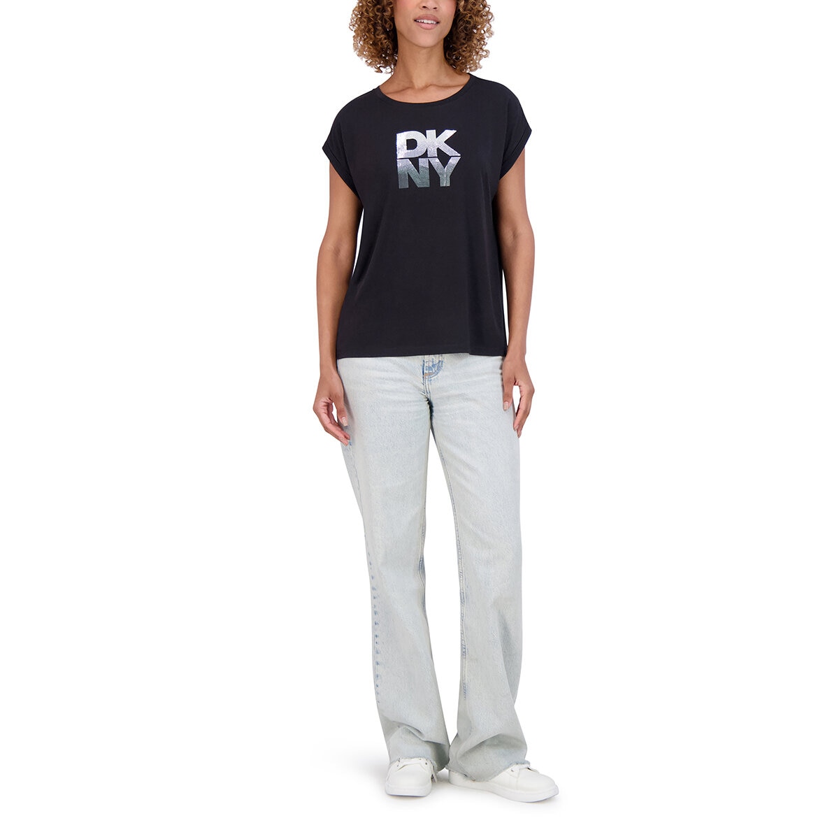 DKNY Playera para Dama Negro Mediana