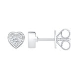 Aretes de Corazon de Diamantes 0.10ctw, Oro Blanco 14K