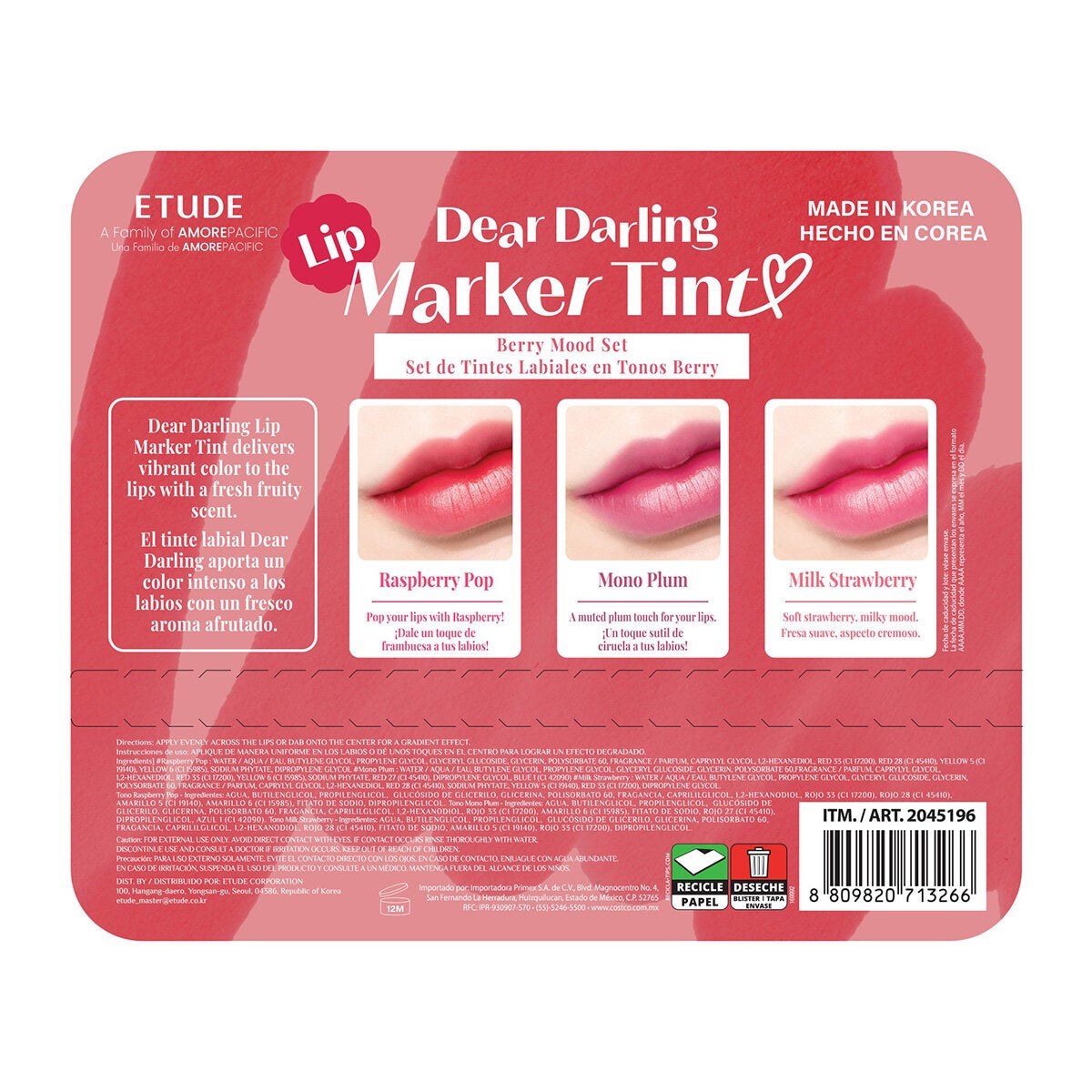 Etude Dear Darling Set de Tintes Labiales 3 pzas Etude Dear Darling Set de Tintes Labiales 3 pzas