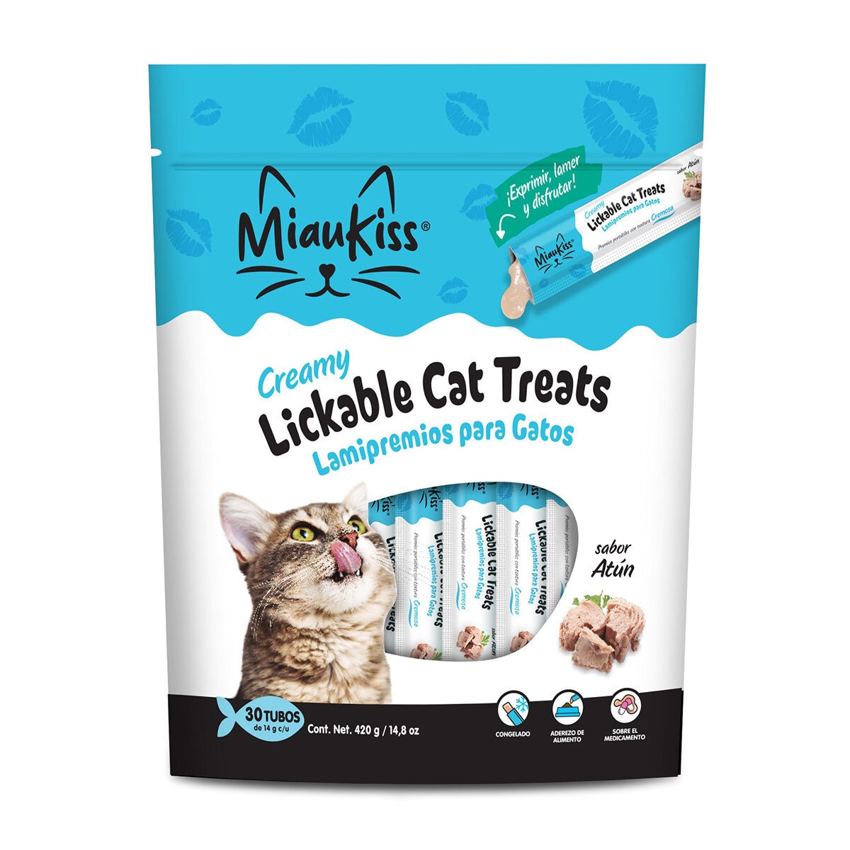MiauKiss Premios para Gato sabor Atún 30 tubos de 14 g