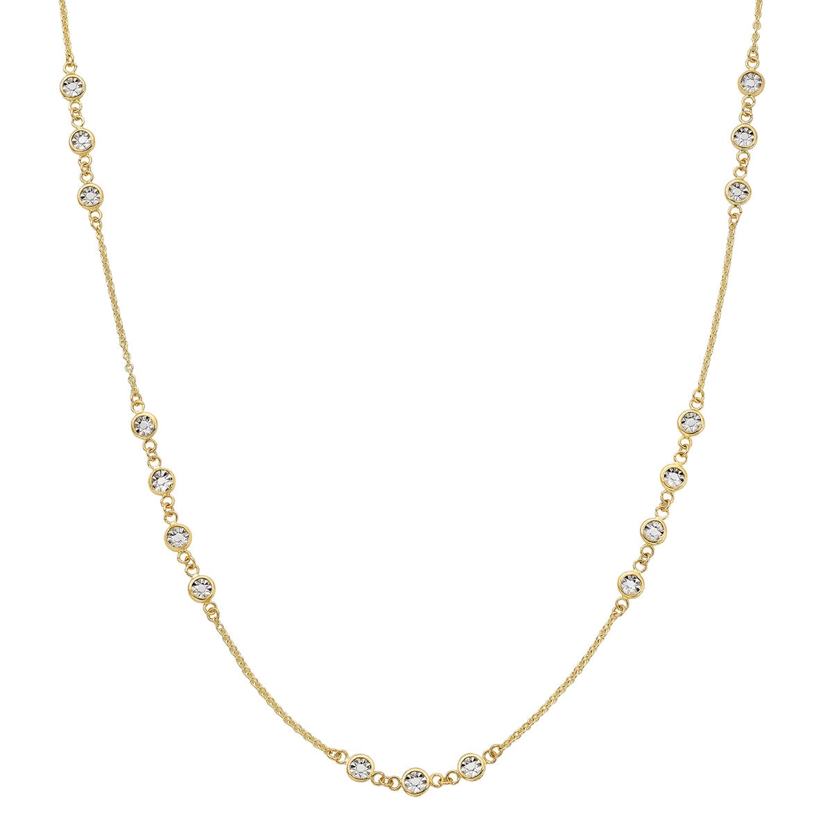 Collar de Estaciones Redondas, Oro Dos Tonos 14K